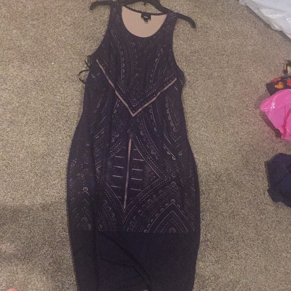 Navy blue dress. Fits a bit slimmer to the body